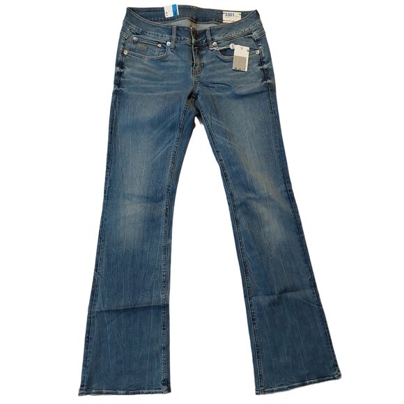 G-Star Raw 3301 Bootcut Medium Aged Denim Blue Jeans 26 NWT - Picture 3 of 12